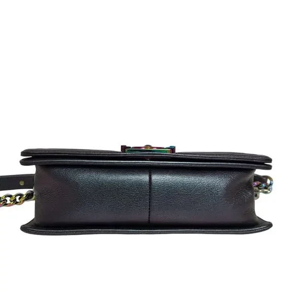 Chanel Purple Mermaid Boy Bag 16C Iridescent Old Medium Classic Quilted Flap CC - Picture 4 of 16